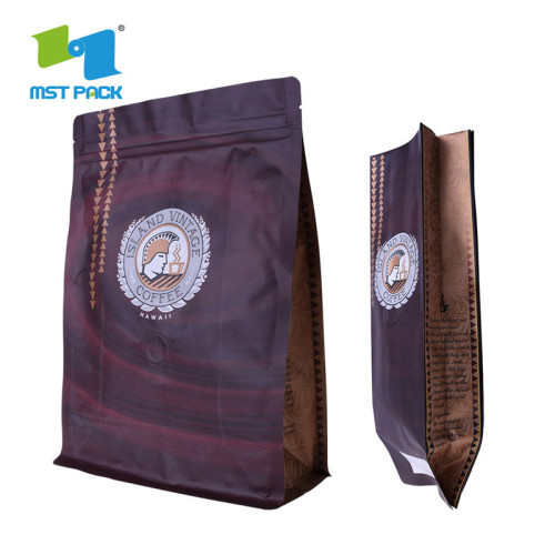 Bolsa de café impermeable con lazo de hojalata forrada con papel de aluminio