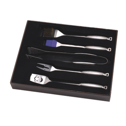 5pcs bbq tool set with smile face slit