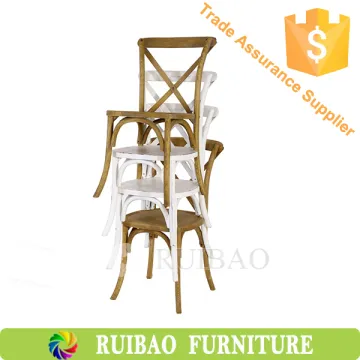 Wholesale French Style Wooden Dining Cross Back Chair Stacking