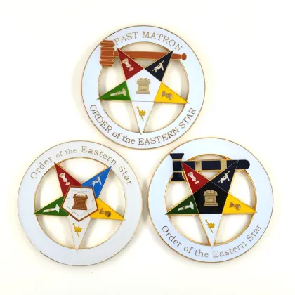 Order of the Eastern Star Gavel Car Emblem - 3 Inch Round Masonic Auto Emblem