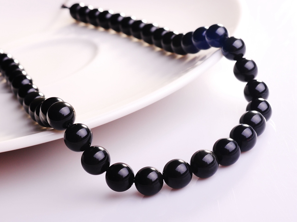 Perles rondes en obsidienne noire naturelle de 8MM, 16 &quot;