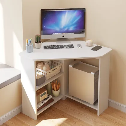 Small House Oak Color Triangle Corner Study Desk