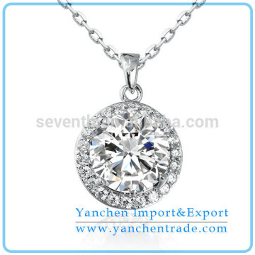 Eco Friendly Material Diamond Necklace Jewellery Design Ronnd-cut Pendant Necklace