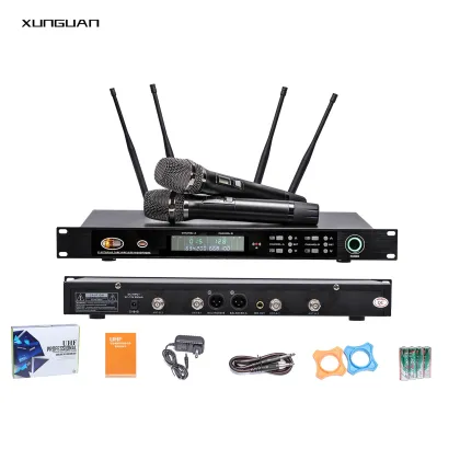 R-0334 UHF 2 Channel Metal Wireless Microphone with 4 Antennas