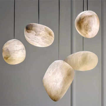 Cobblestone Chandelier for High Space Villas: Unique Living Room Pendant Lamp