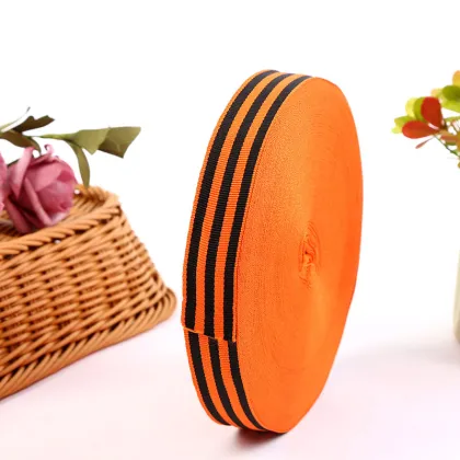 Russia Medal Ribbon: St George Design on Yellow and Black Webbing - Suitable for Bags and Clothing