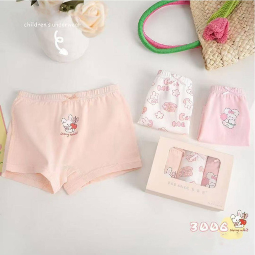 귀여운 만화 토끼 인쇄 소녀 복서 속옷