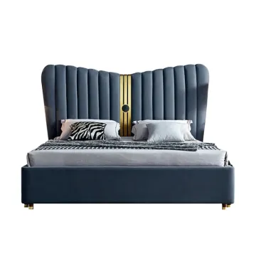 New collectiopn genuine leather luxury bed for villa
