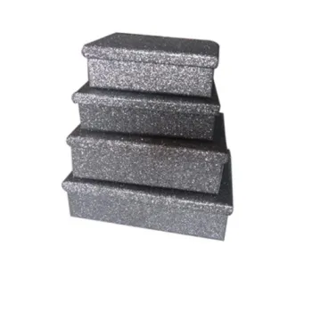 Glitter Cardboard Christmas Stacking Gift Boxes