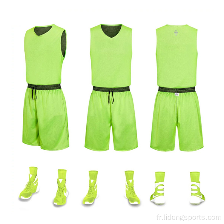 Ensembles de sports de maillot de basket-ball 100% en gros 100% en polyester