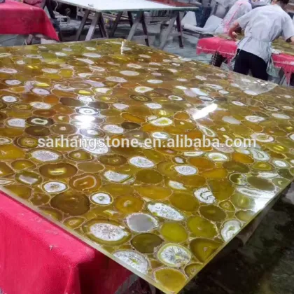 Yellow Agate Backlit Semiprecious Stone