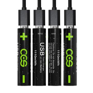 Bateria de lítio recarregável AAA Micro USB