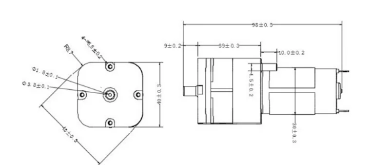 DQB430-FB VACUUM PUMP Dimension Chart