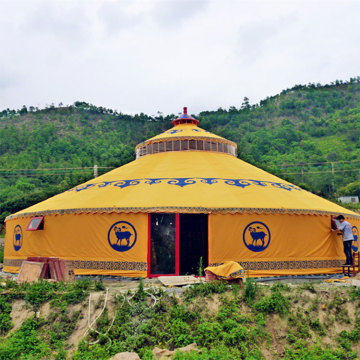 Luxury Wood Yurts with PVC Cloth in 5M Mongolian Theme
