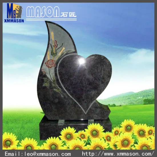 Mason design granite tombstone with heart