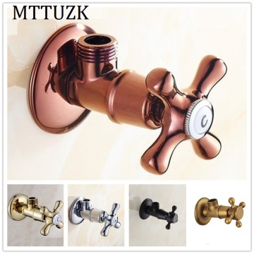 MTTUZK European antique Brass Filling Valves Rose Gold Angle Valve Golden/ Black/ Chrome Water Stop Valve G1/2