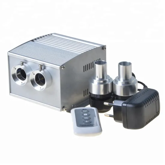 LEA-502: 10W Dual Port Fibre Optic Light Engine with 6 Color Wheel, Dim Remote Control, Endcap Fiber Adaptors, 12V Transformer