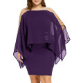 Plus Size Solid Color Strapless Irregular Chiffon Dress