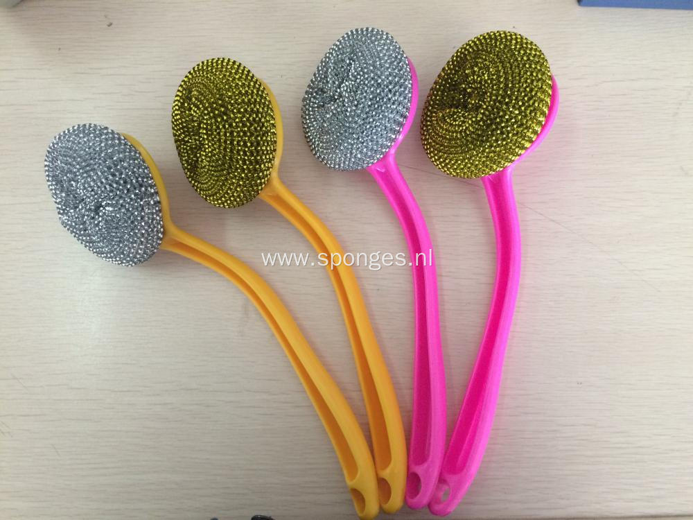 Long handle steel wire cleaning sponge kitchen item