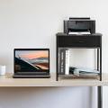Meja pencetak untuk ruang kecil dengan rak penyimpanan