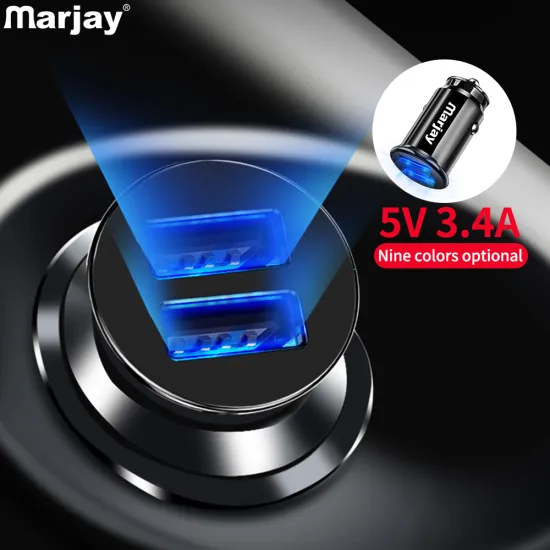 Marjay Car Charger Universal 5V 3.4A Mini Dual USB Quick Charge Mobile Phone USB Car-Charger For iPhone Samsung Xiaomi