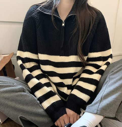 Mulheres suéteres soltos de manga comprida pulôver de pescoço alto