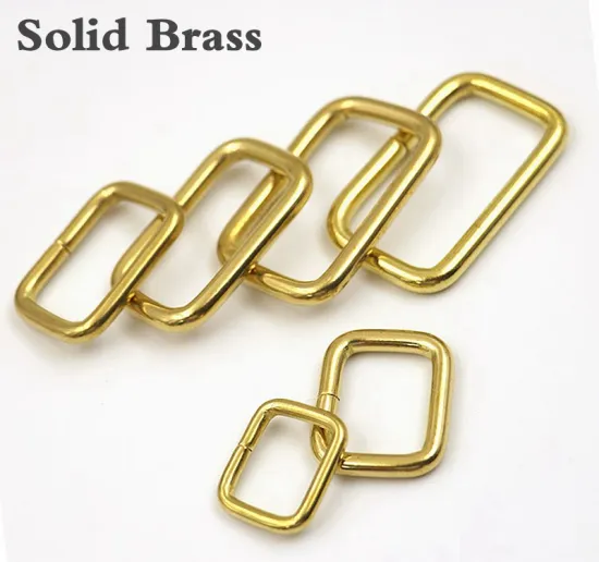 4 Pcs Solid Brass Wire Formed Open End Dee Ring Rectangle Buckle Loops For Webbing Strap Leather Craft Trimits DIY Accessories