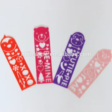 Cartoon kids drawing play toy , stencil play set , cute art graphics symbols drawing template ruler