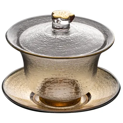 Traditional Gongfu Heat-Resistant Sancai Tea Set with Gaiwan and Saucer