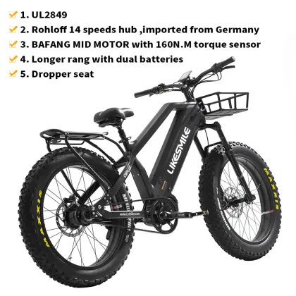 Maxxis Tires Enhanced High-Speed Fat Tire Electric Bicycle (E-Bike) for Hunting: 27.5\" x 4.8\" Wheel Size