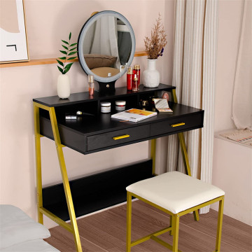 Black Dressing Table Desk Vanity Makeup with LED