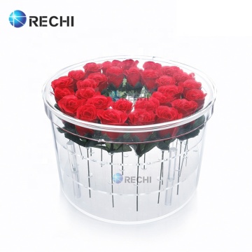 RECHI Wedding Decor: Round Acrylic Flower Storage Box and Display Case for Rose Flower Gifts