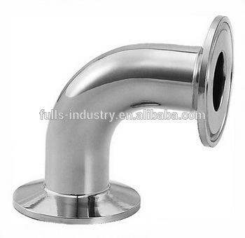 Factory Supply Hygienic Stainless Steel 90 degree clamped Elbow