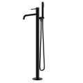 Brushed Gold Standalone Bathroom Tub Faucet With Sprayer