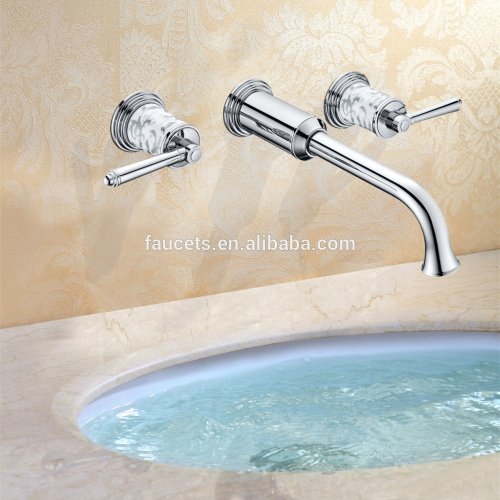 Chrome Plated Wall Mounted Dual Handles Brass Faucet