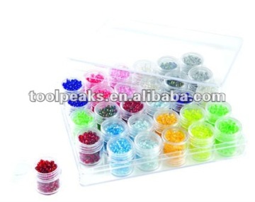 Jewelry plastic bead box Clear Rectangle Acrylic Box With 36 Scrw-top Vials