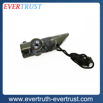 multi function flashlight whistle compass with thermometer