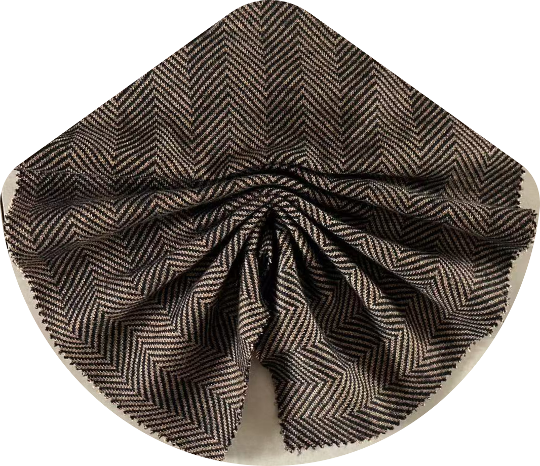 knit herringbone jacquard wool suiting fabric
