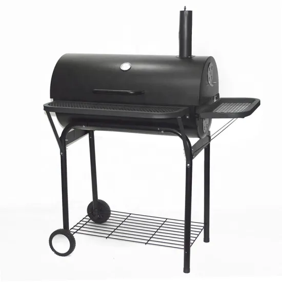 Outdoor Barbecue Trolley Oil Drum Grill Backyard Barrel Bbq Charcoal Grill With Chimney