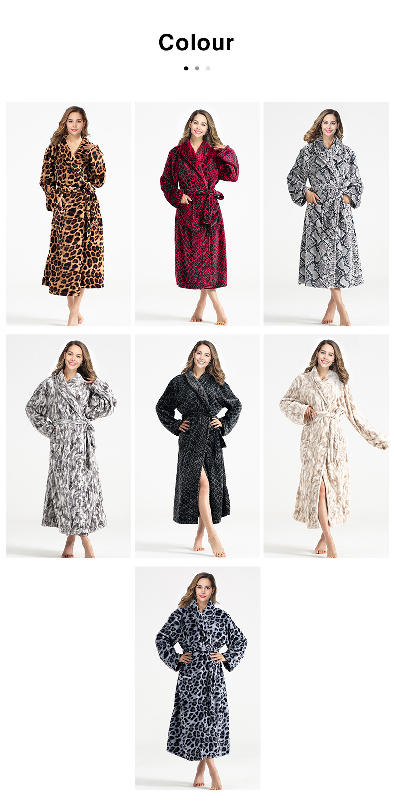 Luxury Leopard Women Flannel Fleece Fluffy Bathrobe