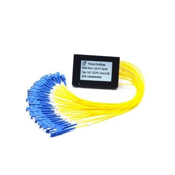 2.0mm Fiber to the Home (FTTH) PLC Splitter with ABS Enclosure: Configurations including 1x2, 1x4, 1x8, 1x16, 1x32 and Connector Types SC/APC, LC/UPC