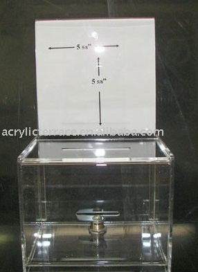 Newest acrylic donation box with sign holder