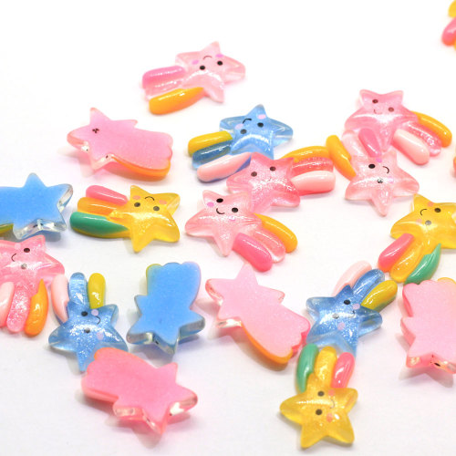 Heel schattig Rainbow Shooting Star Resin Cabochons Flatback Rainbow Meteor Slime Charms Hairbow Center DIY accessoires