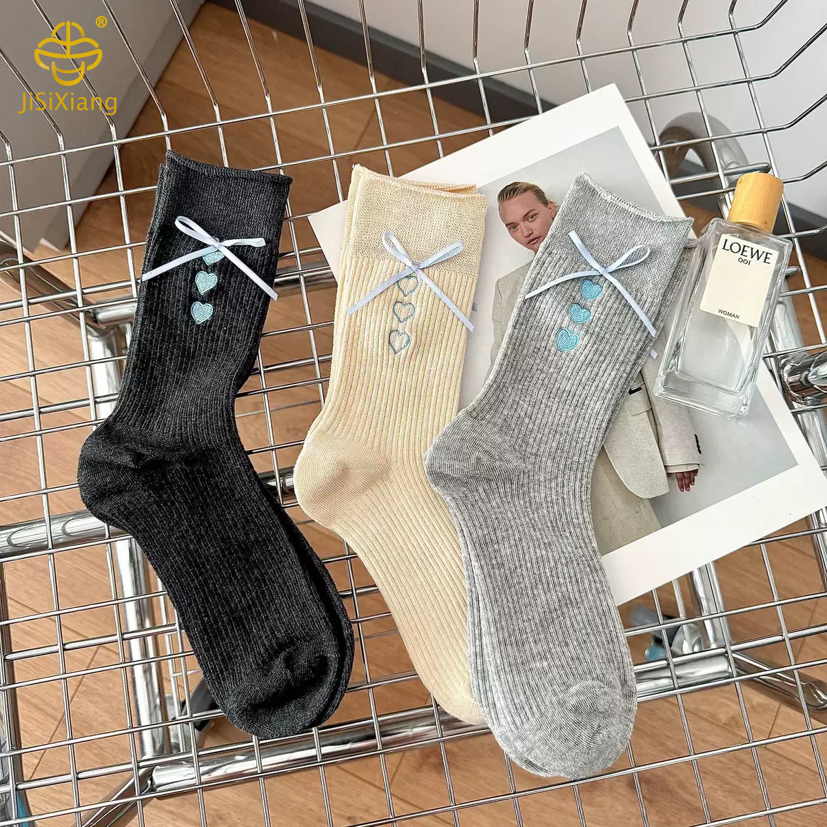 Embroidered love tube socks