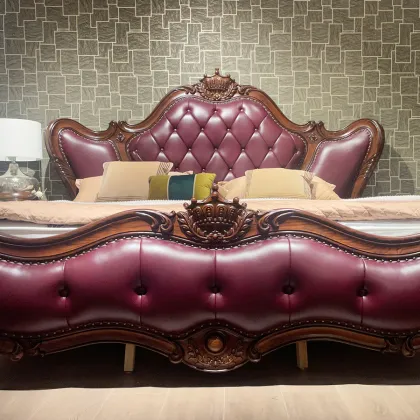 Purple Upholstered Princess Royal Crown Leather Bed