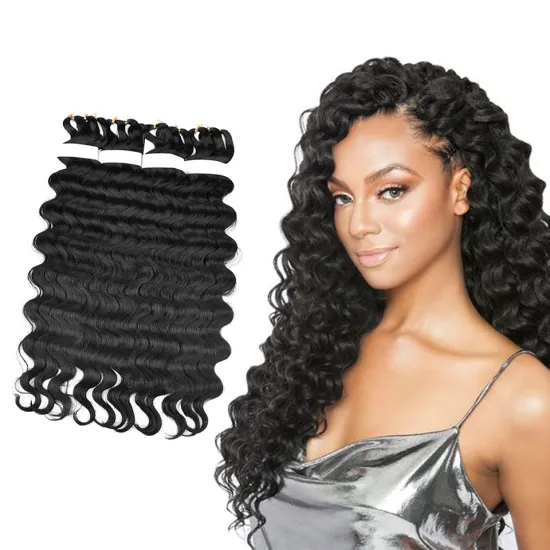 Ombre Black Long 28 inch Pre-feathered Hybrid Water Wave Braids 3x Body Ocean Wave For Bulk Braiding Synthetic Hair Extensions