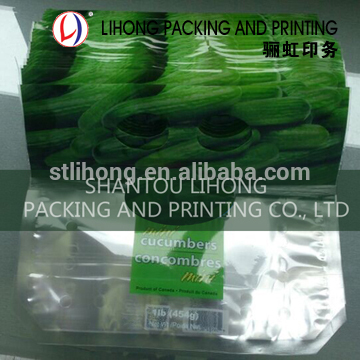 Cucumber Packing Bag Vent Pouch With Punching Holes and zipper