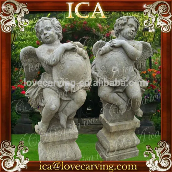 Hand carved natural garden stone angel statue