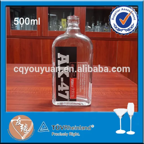 Manufacture decaled 500ml clear glass bottles with cork stopper