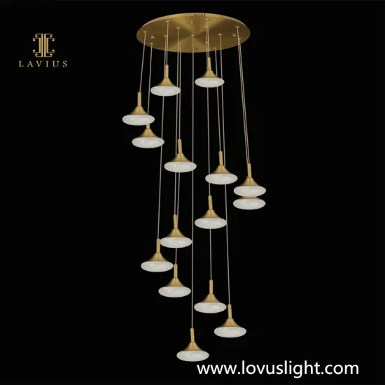 Simple light luxury staircase atmosphere chandelier Villa hotel staircase creative chandelier